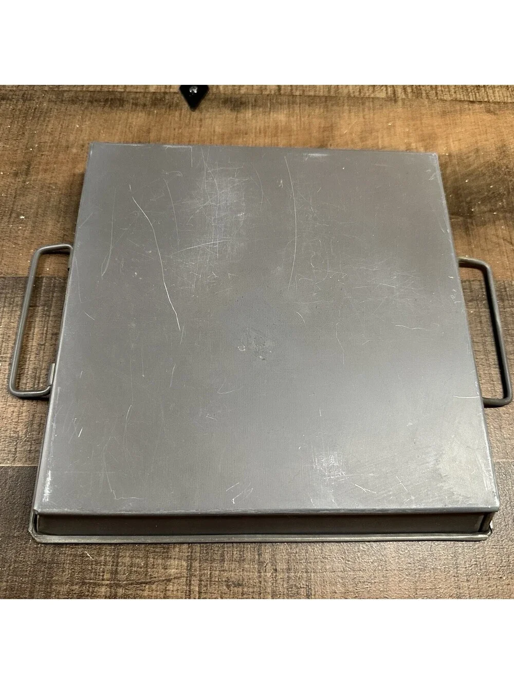 Vintage Industrial Metal Tray with Handles